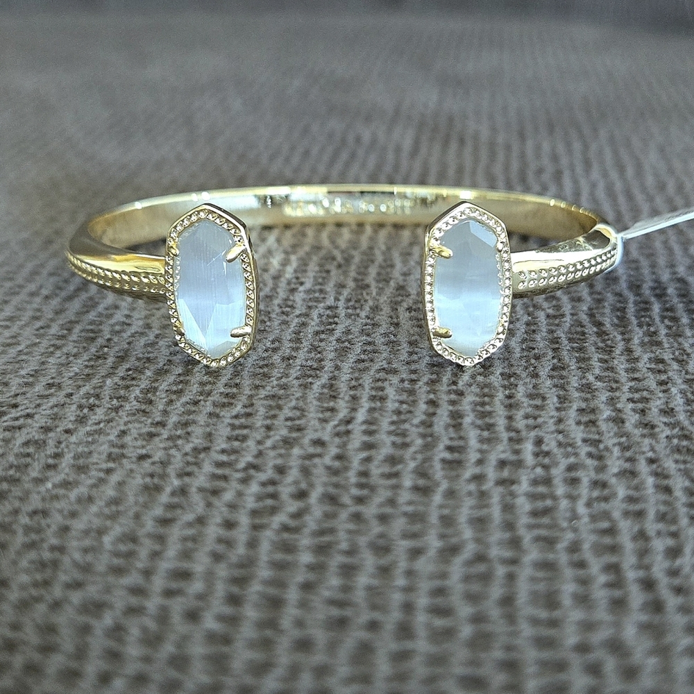 Kendra Scott Gold💛 "Elton" Cuff Bracelet With Slate Cat's🐱 Eye👁 Stones - NWT - Picture 9 of 16